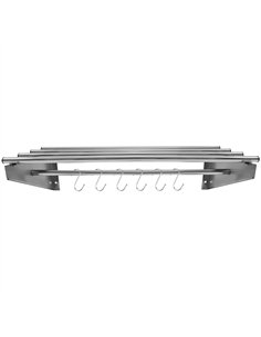 Commercial Stainless Steel Wall Mounted Rack 800×300×230mm 4+1 Tube with 6 S Hooks | Professional CS25RTW230080