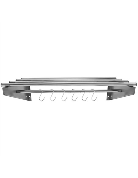 Commercial Stainless Steel Wall Mounted Rack 800×300×230mm 4+1 Tube with 6 S Hooks | Professional CS25RTW230080