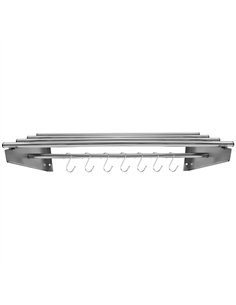 Commercial Stainless Steel Wall Mounted Rack 900×300×230mm 4+1 Tube with 7 S Hooks | Professional CS25RTW230090