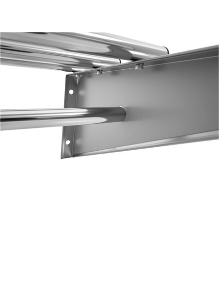 Commercial Stainless Steel Wall Mounted Rack 1400×300×230mm 4+1 Tube with 12 S Hooks | Professional CS25RTW230140