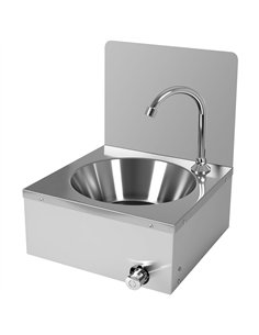 Knee Operated Wall Mounted Hand Wash Sink with Water Faucet & 300mm Add-On Backsplash | Professional CS25WBR30CB