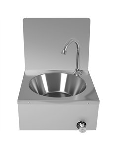 Knee Operated Wall Mounted Hand Wash Sink with Water Faucet & 300mm Add-On Backsplash | Professional CS25WBR30CB 2