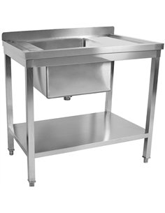 Commercial Stainless Steel Sink Table 1000 x 700 x 950mm 1 Bowl Left with Splashback and Bottom Shelf | Professional CS25STD1070 2