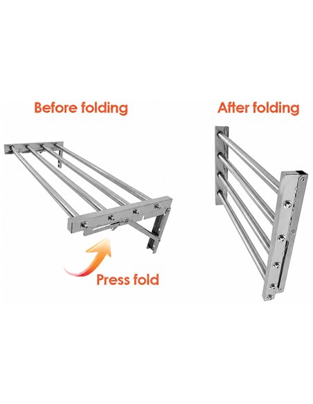 Commercial Foldable Stainless Steel Wall Mounted Rack Shelf 1000×300×230mm 4 Tube | Professional CS25TRW51030