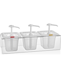 Condiment/Sauce Dispenser with Stand 3x2 litre pumps Plastic | Stalwart DA-GDP03