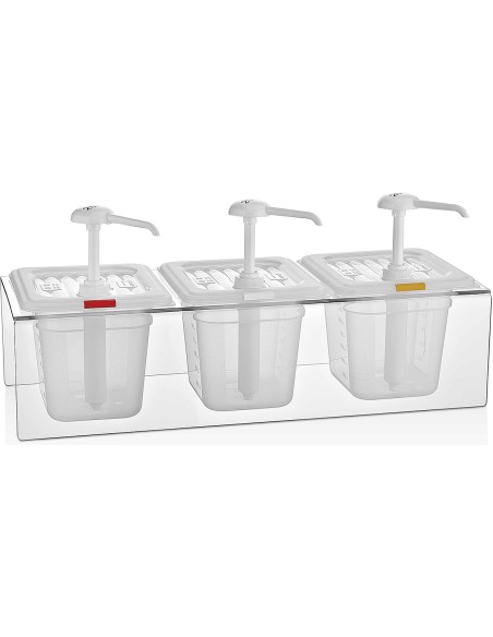 Condiment/Sauce Dispenser with Stand 3x2 litre pumps Plastic | Stalwart DA-GDP03