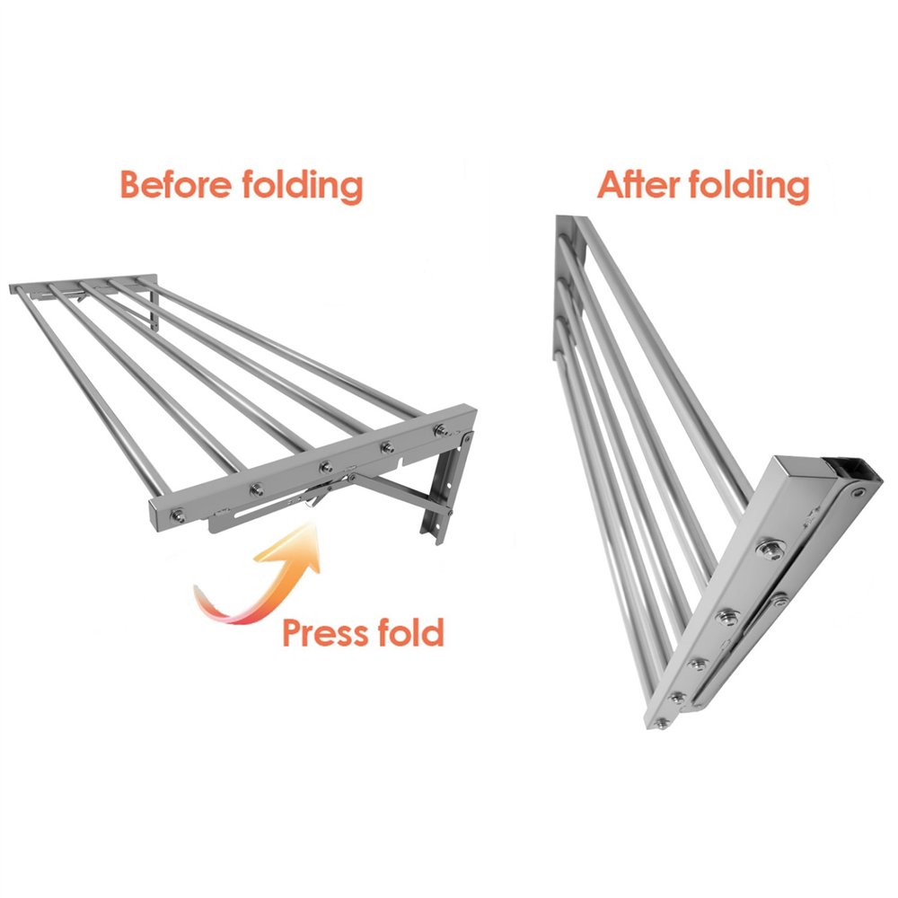 Commercial Foldable Stainless Steel Wall Mounted Rack Shelf 1000×400×230mm 5 Tube | Professional CS25TRW51040