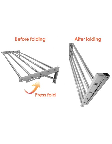 Commercial Foldable Stainless Steel Wall Mounted Rack Shelf 1600×400×230mm 5 Tube | Professional CS25TRW51640