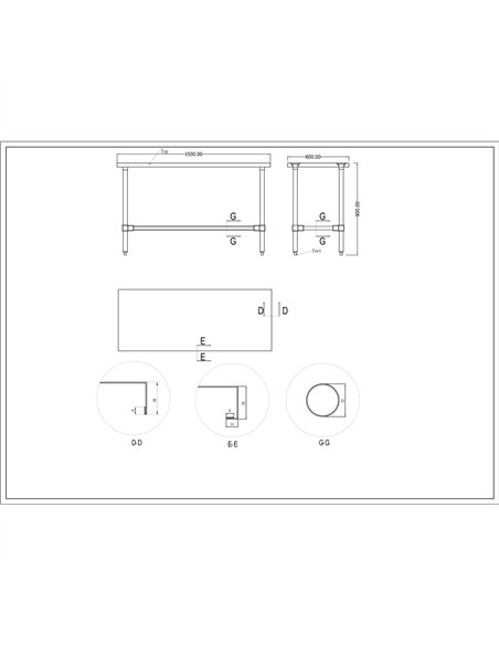 Professional Built to Last Commercial Stainless Steel Work Table No Bottom shelf 1500x600x900mm For Commercial Kitchens
