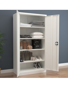 Professional Sturdy Commercial Steel Grey/White Storage Cupboard with 4 Shelves and Lock 800x400x1800mm For Commercial Kitchens 2