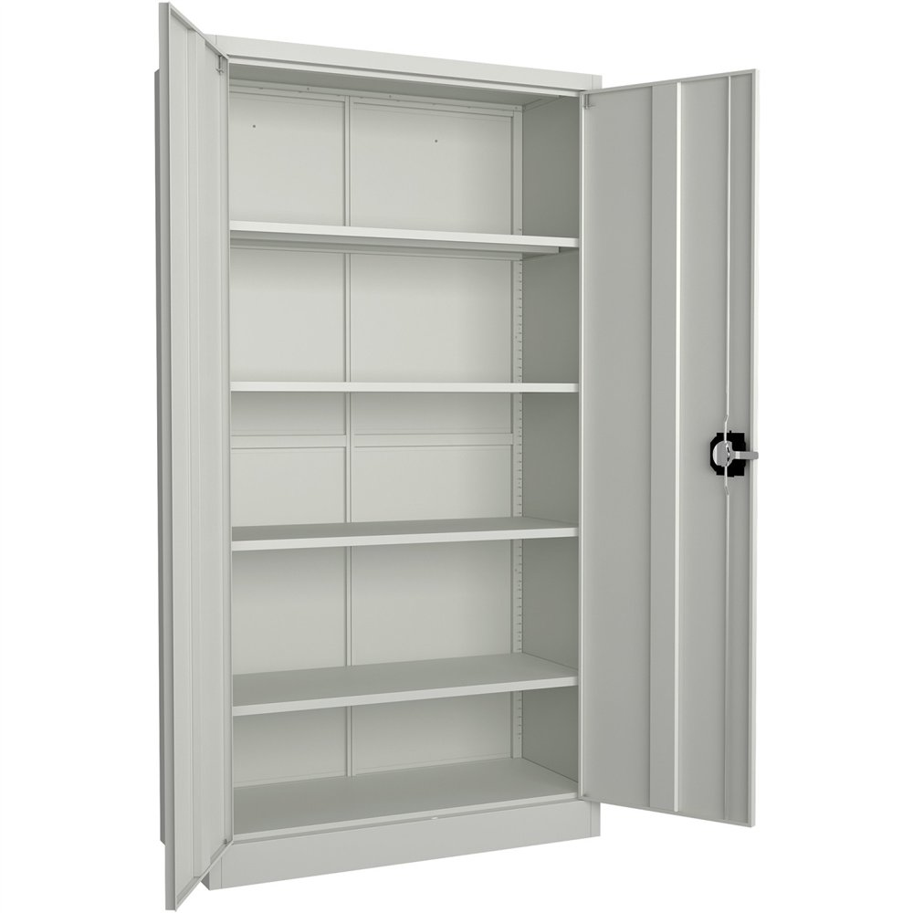 Professional Sturdy Commercial Steel Grey/White Storage Cupboard with 4 Shelves and Lock 800x400x1800mm For Commercial Kitchens