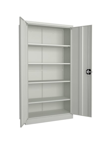 Professional Sturdy Commercial Steel Grey/White Storage Cupboard with 4 Shelves and Lock 800x400x1800mm For Commercial Kitchens