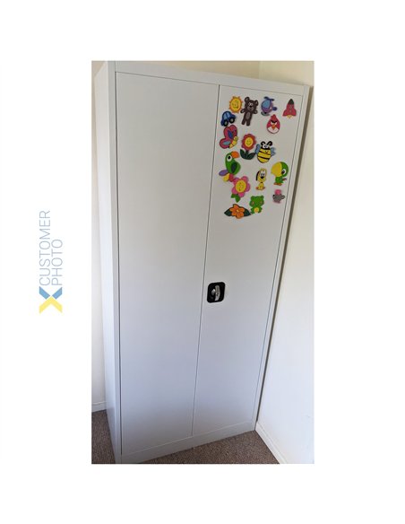 Professional Sturdy Commercial Steel Grey/White Storage Cupboard with 4 Shelves and Lock 800x400x1800mm For Commercial Kitchens