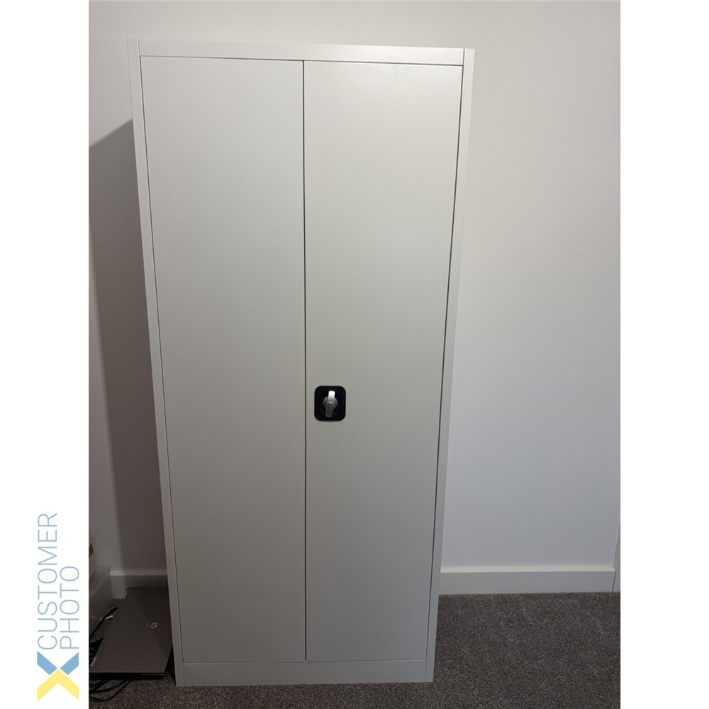 Professional Sturdy Commercial Steel Grey/White Storage Cupboard with 4 Shelves and Lock 800x400x1800mm For Commercial Kitchens