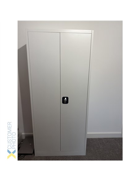 Professional Sturdy Commercial Steel Grey/White Storage Cupboard with 4 Shelves and Lock 800x400x1800mm For Commercial Kitchens