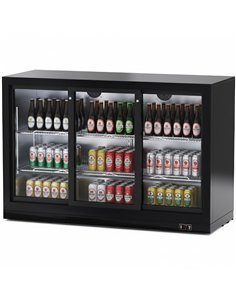 Professional Premium Quality Back bar cooler 3 sliding doors 300 litres Black For Catering