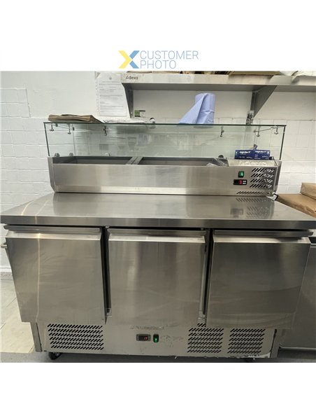 Professional Durable Refrigerated 3 doors Saladette Counter 3 doors Commercial For Commercial Kitchens