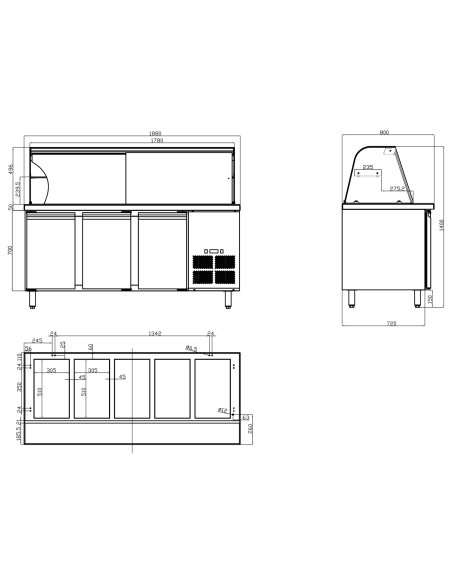 Professional Refrigerated Counter with 5xGN1/1 Display for Commercial Kitchens