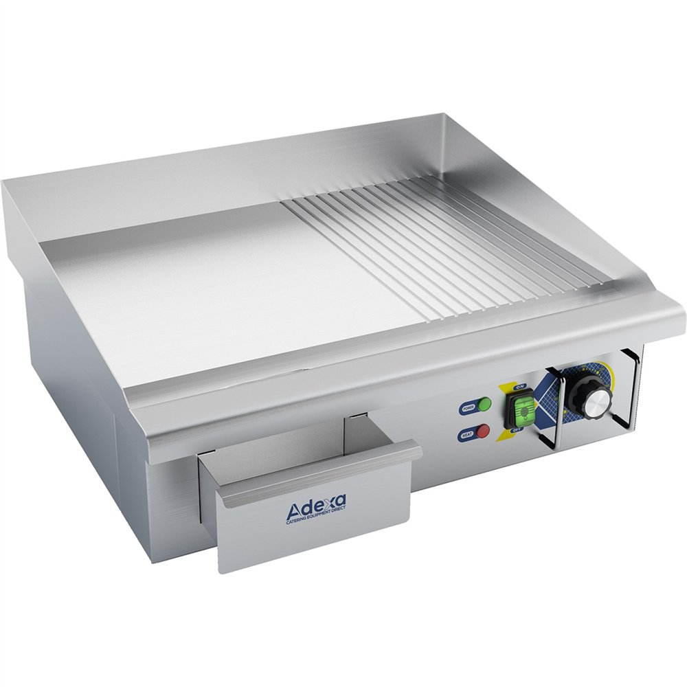 Professional 3kW Electric Commercial Griddle, Smooth/Ribbed, 560x500x240mm - Ideal for Busy Kitchens