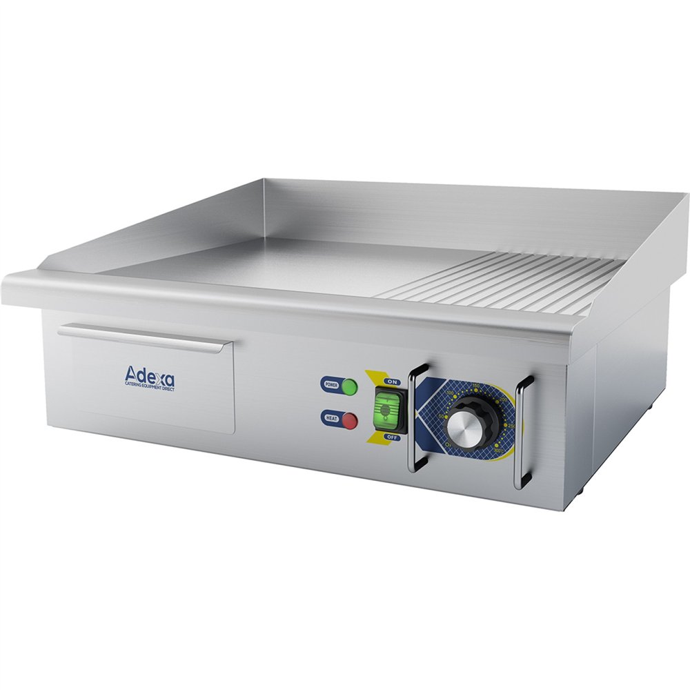 Professional 3kW Electric Commercial Griddle, Smooth/Ribbed, 560x500x240mm - Ideal for Busy Kitchens