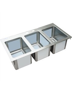 Professional 3-Bowl Stainless Steel Drop-in Sink for Commercial Kitchens