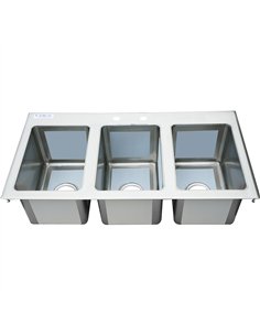 Professional 3-Bowl Stainless Steel Drop-in Sink for Commercial Kitchens 2