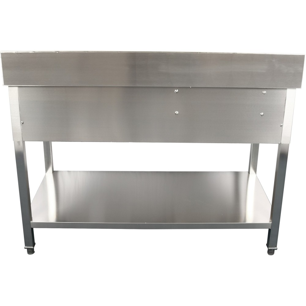 Professional Stainless Steel Commercial Sink with 1 Drawer, 1 Bowl, Right Bottom Shelf, and Splashback 1500x600x850mm - Ideal fo