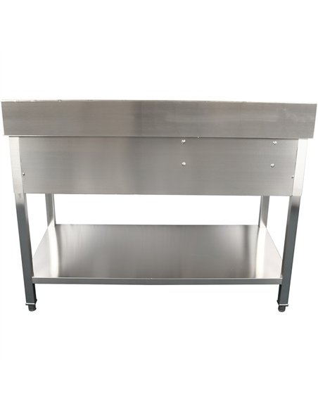 Professional Stainless Steel Commercial Sink, 1400x700x950mm, 1 Bowl to the Right, 1 Drawer, Splashback - Ideal for Catering Bus
