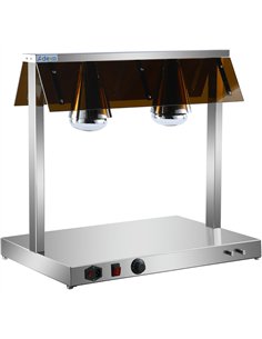 Professional Buffet Food Warmer with Gantry, Stainless Steel Warming Plate, 2 Infrared Lamps, Sneeze Guards for Catering Busines