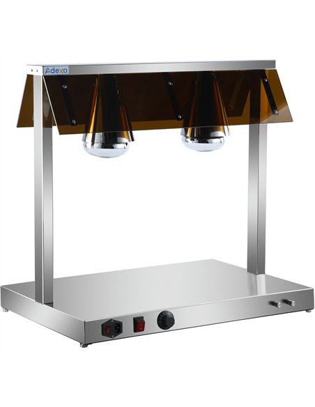 Professional Buffet Food Warmer with Gantry, Stainless Steel Warming Plate, 2 Infrared Lamps, Sneeze Guards for Catering Busines