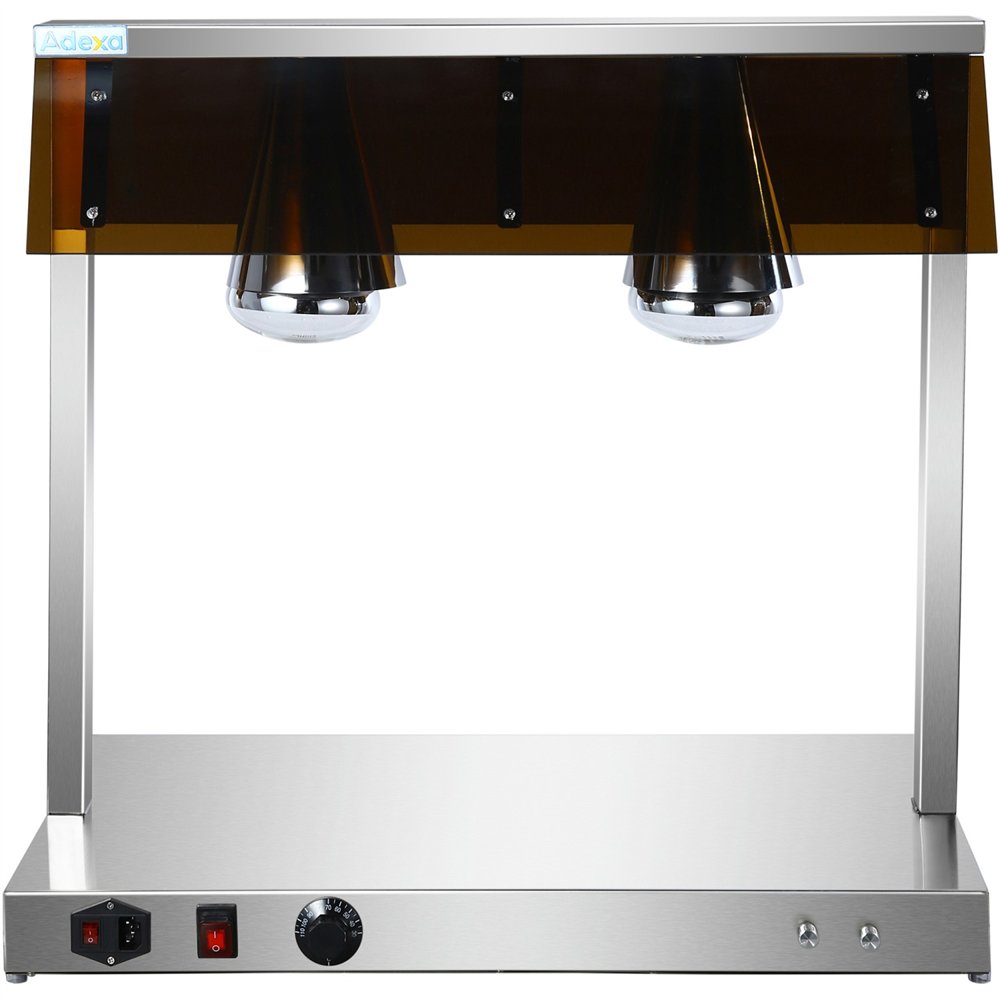 Professional Buffet Food Warmer with Gantry, Stainless Steel Warming Plate, 2 Infrared Lamps, Sneeze Guards for Catering Busines