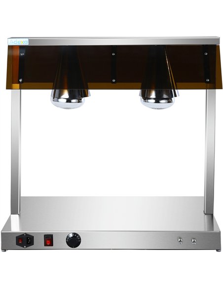 Professional Buffet Food Warmer with Gantry, Stainless Steel Warming Plate, 2 Infrared Lamps, Sneeze Guards for Catering Busines