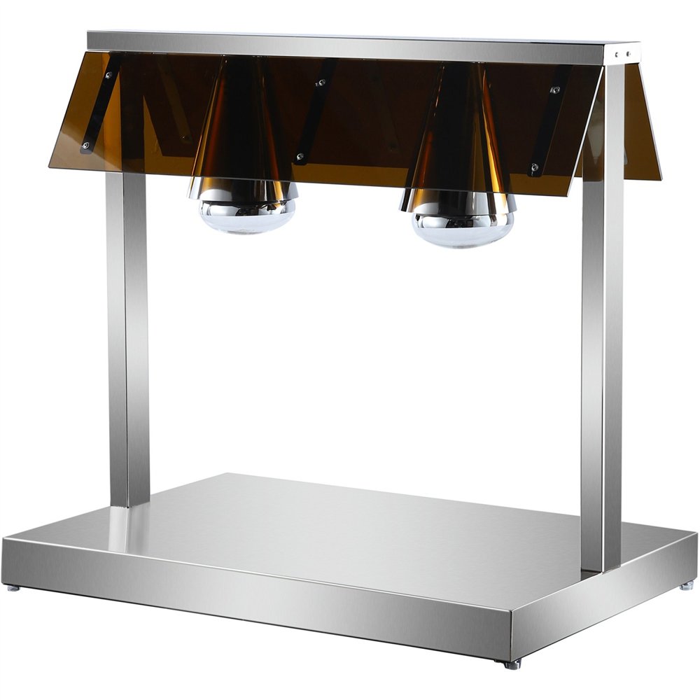 Professional Buffet Food Warmer with Gantry, Stainless Steel Warming Plate, 2 Infrared Lamps, Sneeze Guards for Catering Busines