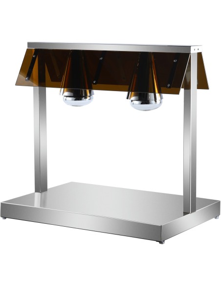 Professional Buffet Food Warmer with Gantry, Stainless Steel Warming Plate, 2 Infrared Lamps, Sneeze Guards for Catering Busines