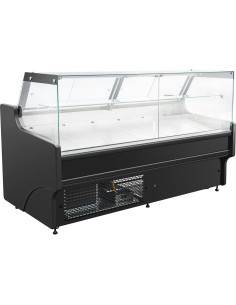 Professional Serve Over Deli Counter with Black Front and Straight Glass, Width 2580mm - Ideal for Commercial Kitchens