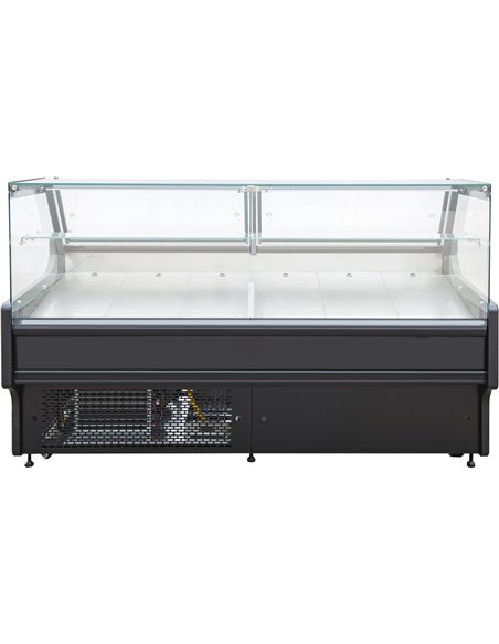 Professional Serve Over Deli Counter with Black Front and Straight Glass, Width 2580mm - Ideal for Commercial Kitchens