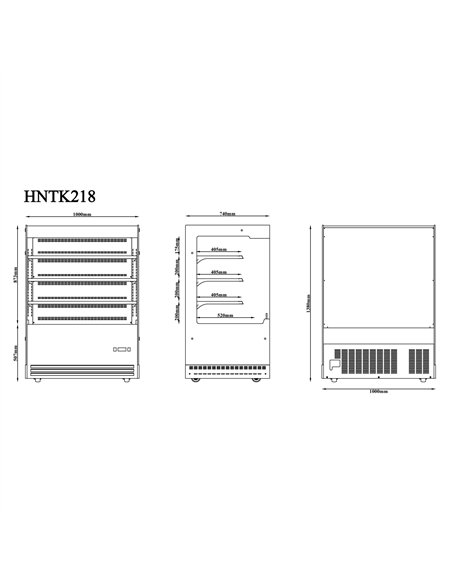 Professional Upright Chilled Display Case with 3 Glass Shelves, 1000x740x1380mm in Black - Ideal for Commercial Kitchens