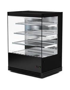Professional Commercial Upright Chilled Display Case with 3 Glass Shelves, 1300x740x1380mm, Black - Ideal for Catering Businesse
