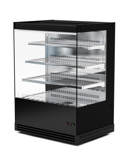 Professional Commercial Upright Chilled Display Case with 3 Glass Shelves, 1300x740x1380mm, Black - Ideal for Catering Businesse