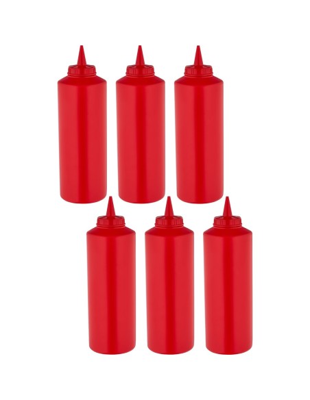 6 pack of Squeeze Sauce Bottles 710ml/24oz Red | DA-WQSB24WR