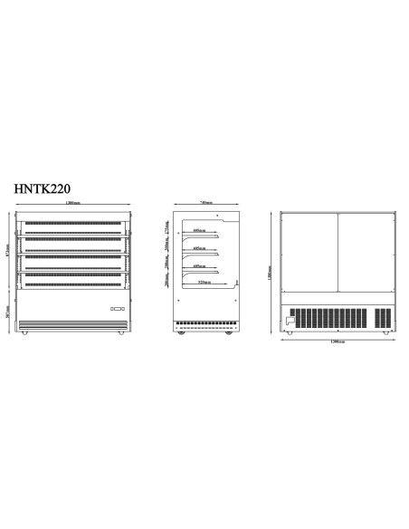 Professional Commercial Upright Chilled Display Case with 3 Glass Shelves, 1300x740x1380mm, Black - Ideal for Catering Businesse