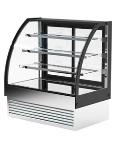 Professional Commercial Upright Chilled Display Case with 3 Glass Shelves, 700x700x1300, Stainless Steel - Ideal for Catering Bu
