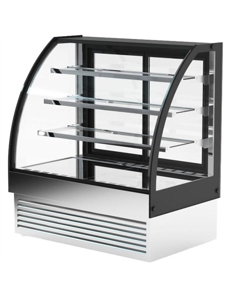 Professional Commercial Upright Chilled Display Case with 3 Glass Shelves, 700x700x1300, Stainless Steel - Ideal for Catering Bu