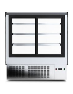 Professional Commercial Upright Chilled Display Case with 3 Glass Shelves, 700x700x1300, Stainless Steel - Ideal for Catering Bu 2