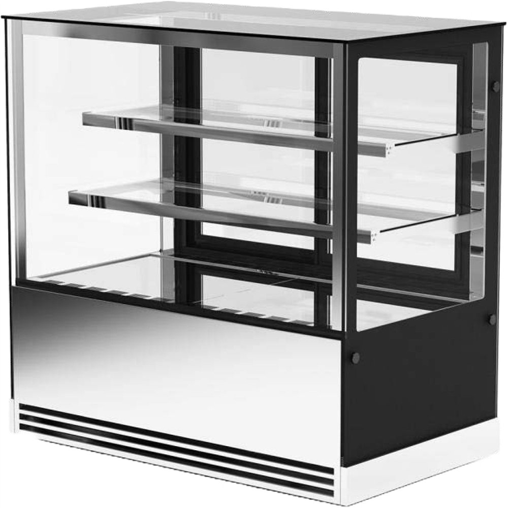 Professional Display Showcase Merchandiser Fridge, 355 Litres, 2 Shelves, 1000×700×1200mm, Black & Stainless Steel - Ideal for 