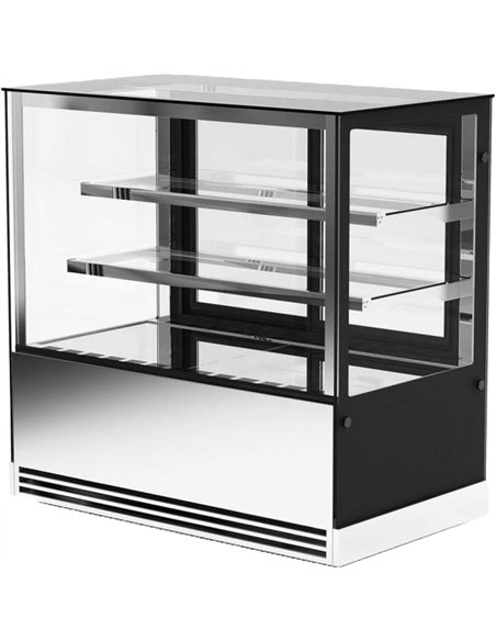 Professional Display Showcase Merchandiser Fridge, 355 Litres, 2 Shelves, 1000×700×1200mm, Black & Stainless Steel - Ideal for 