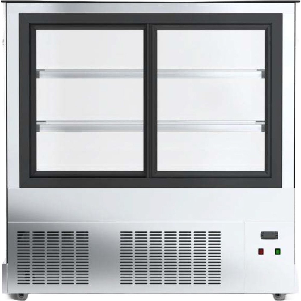 Professional Display Showcase Merchandiser Fridge, 355 Litres, 2 Shelves, 1000×700×1200mm, Black & Stainless Steel - Ideal for 