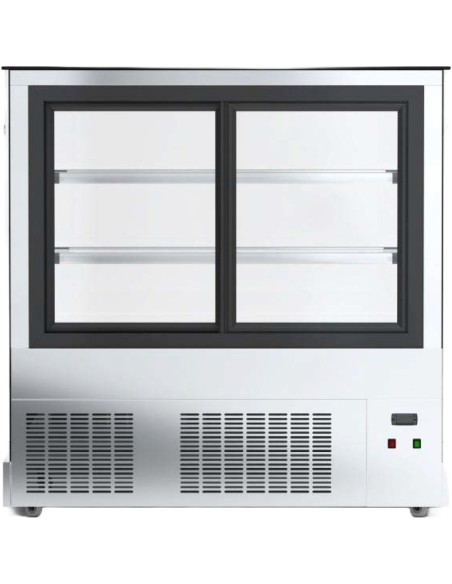 Professional Display Showcase Merchandiser Fridge, 355 Litres, 2 Shelves, 1000×700×1200mm, Black & Stainless Steel - Ideal for 