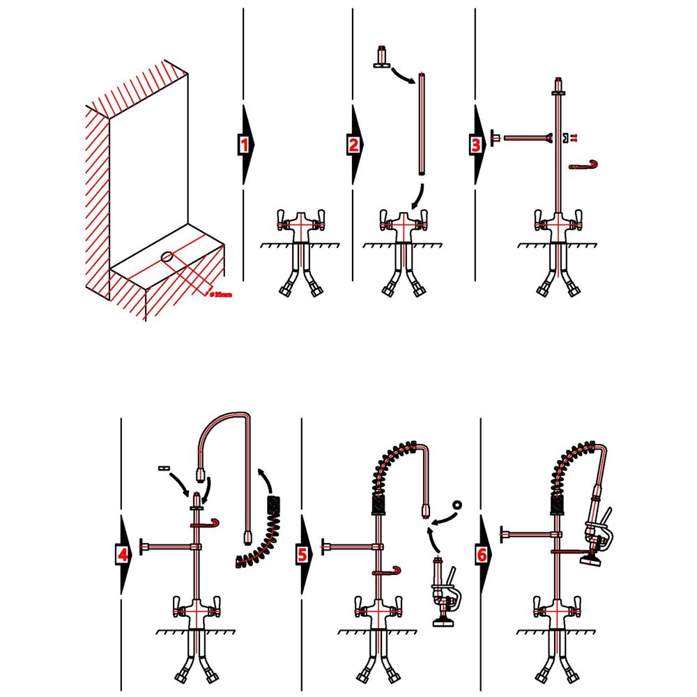 Professional Deck-Mounted Pre-Rinse Unit with 22" Hose & Spray Valve for Commercial Kitchens