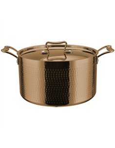 Professional Hammered Triple-Layer Stainless Steel Casserole, Copper Finish, 5.1L, ø220×135mm - Ideal for Commercial Kitchens